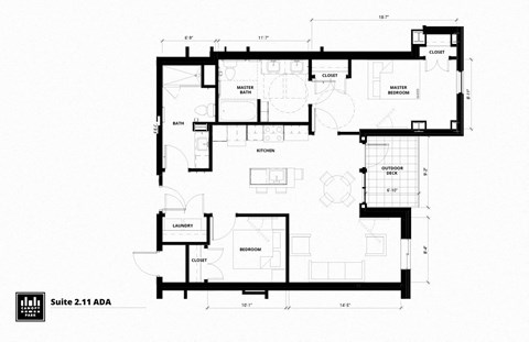 Floor plan for 2 beds, 2 baths, 1034 sqft